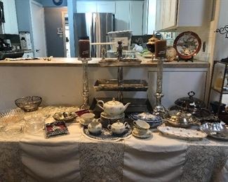 designer and custom items very hi end serving items-from restoration hardware and similar places- along w/ limoges -arthur court- wedgewood- and more  