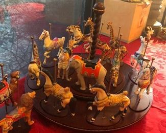 large collectible animal carousel  w/ extra's 