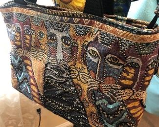 retro /vintage laurel burch tapestry purse -cats !!!