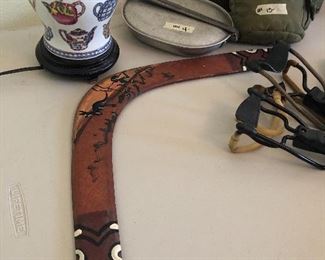 boomerang and military items- old toys  ...