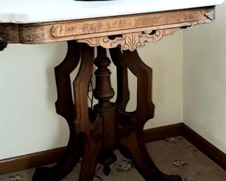 Victorian marble top lamp table