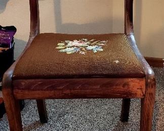 Needlepoint seat side chair
