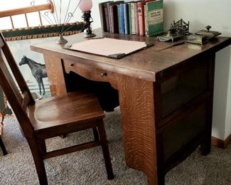 Oak desk & chair