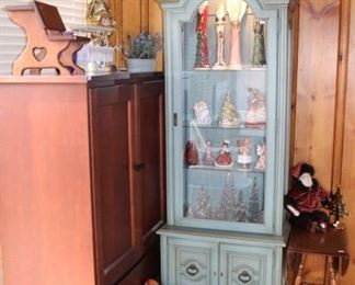 ARMOIRE, GREEN DISPLAY CABINET