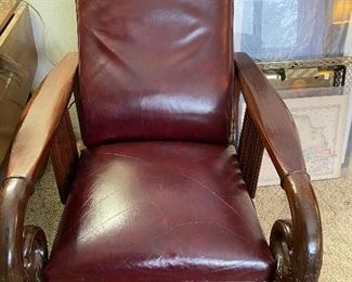 Vintage mahogany Morris leather chair