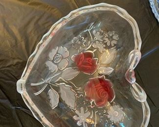 Crystal heart shaped dish