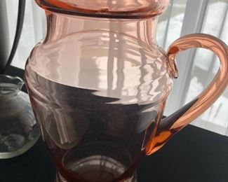 Unique Pink Mid Century Pitcher with Lid