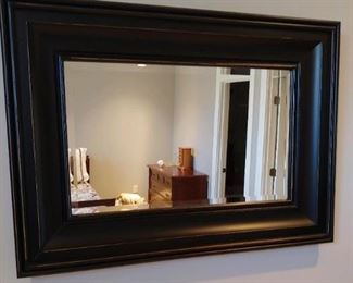 LOT ______ NEW PRICE $150.00 Large Wood frame. Beveled Glass Mirror. aprox 41w x 30 H great quality . NOTE: this piece is off site will be coord for pick up