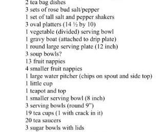 list of Fransiscan Ware: Desert Rose Dinner ware. appt accepted to review / inventory will be reviewed appointment accepted to review the collection and price.