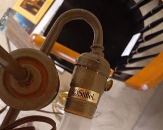 LOT 21 additional photo stiffel label brass lamp.