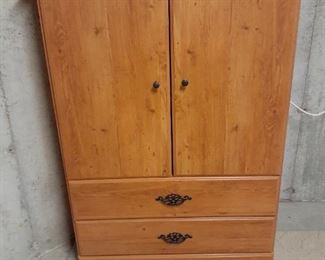 LOT25 New Price $15.00 Storage cabinet with 2 drawers, one back corner is damaged,