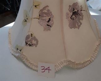 LOT 34 NEW PRICE $18.00.00 Lamp shade, scallop , embroidered floral pattern