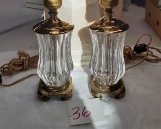 LOT 36 200.00 Waterford petite lamps with shades and elephant finials