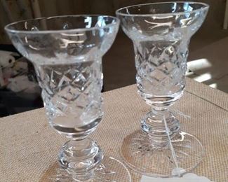 LOT 37 75.00 Waterford candle sticks and large painted plate made in Portugal