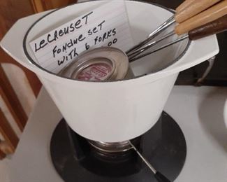 LOT 73 $ 30.00 Fondue set LeCrueset
