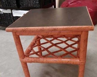 LOT $ 40.00 Vintage Ficks Reed small table aprox 18"tall