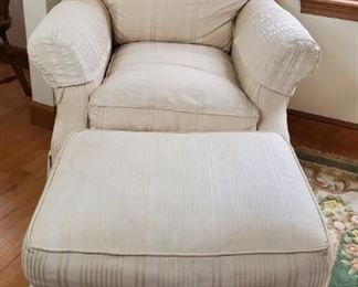 Cream Colored Chair and Ottoman