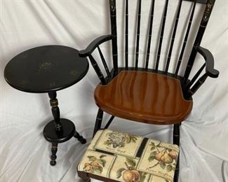Hitchcock Chair, Side Table, Stool