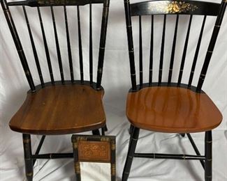 Pair of Different Style Hitchcock Chairs Mirror