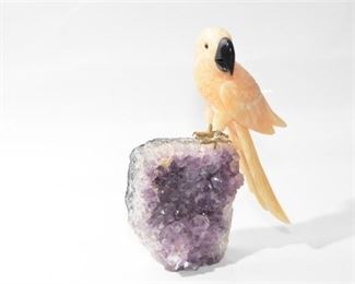 112. Carved Stone Bird On Geode Base