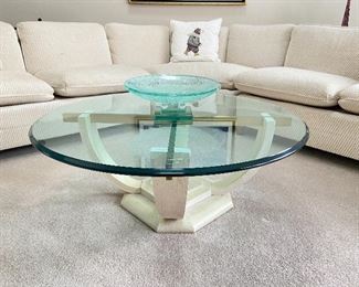 Glass coffee table- 40" diameter x 16"H