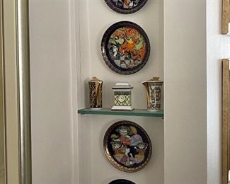 German hand painted plates with Versace porcelain