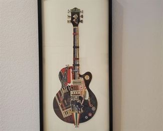 Beatles Guitar 3D Paper Collage Wall Art