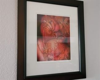 Giclee of a Fractal Image Titled Vibrant Red: Matted, Framed, Signed (Carol Pflughoeft), & Numbered (4/50)