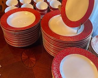 Mikasa vintage red enameled porcelain dinnerware