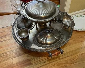Vintage warming silver plate set