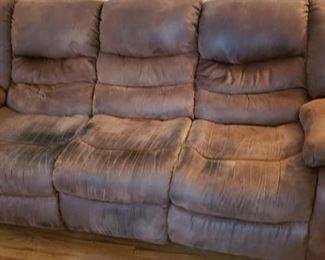 Reclining Sofa ($50) - 90"L x 38"H x 33.5"D - Available for pre-sale. Please contact us at contactmvp@moorevaluepros.com for more information or to purchase. 