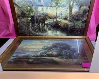 Two Thomas Kincaid Puzzle Pictures Framed