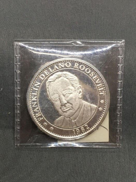 1 Ounce .999 Fine Silver FRANKLIN DELANO ROOSEVELT Silver Bullion Round Coin