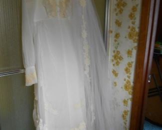 Vintage wedding dress and veil