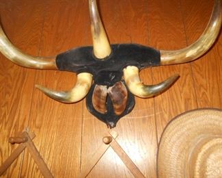 Cow horn hat rack