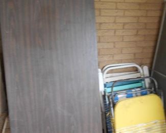 Folding tables and lawn chairs