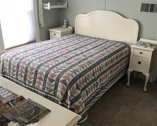 VINTAGE WHITE BEDROOM SET - CHECK OUT THE FEET! HANDMADE QUILT ALSO AVAILABLE