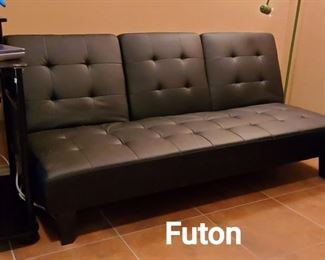 Nice black leather futon