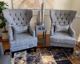 Like New - Gray wing back upholstered chairs - 1 sold
