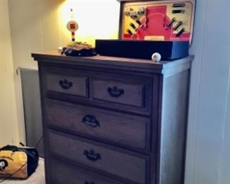Mid Century Chest of Drawers, Sports Lamp,