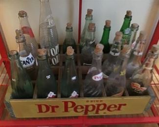 Dr Pepper Crate and Soda Bottles