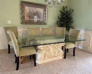 Glass top table with 6 chairs 300 obo