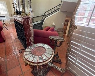 Large, ornate wall mirror.