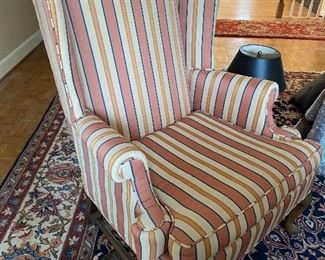 One of a pair of wing chairs