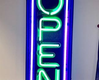"OPEN" neon sign