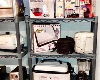 Many kitchen appliances, lightly used or new in boxes, several are SOLD