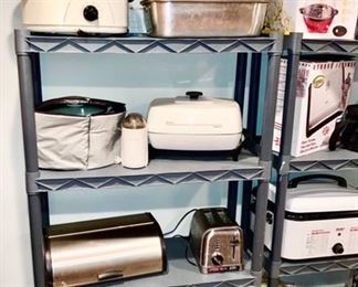 Many kitchen appliance, lightly used or new in boxes, several are SOLD