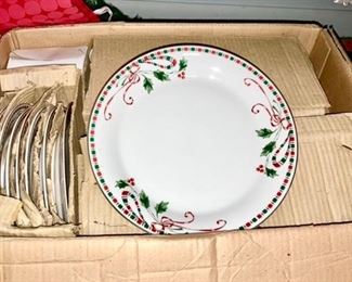 Christmas china dish set, in box