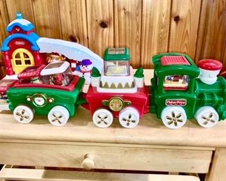 Fisher Price train set w/ plastic filled boxes