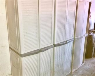 Several plastic storage cupboards